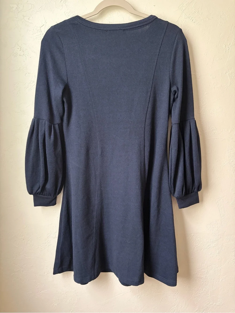 Spense Navy Studded Puff Sleeve Swing Dress Petite PS - Picture 6 of 7